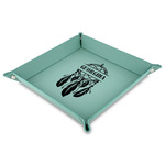 Dreamcatcher Faux Leather Dice Tray - 9" x 9"  - Teal (Personalized)