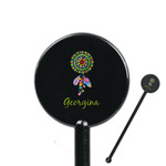 Dreamcatcher 5.5" Round Plastic Stir Sticks - Black - Single Sided (Personalized)