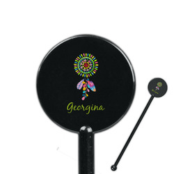 Dreamcatcher 5.5" Round Plastic Stir Sticks - Black - Double Sided (Personalized)