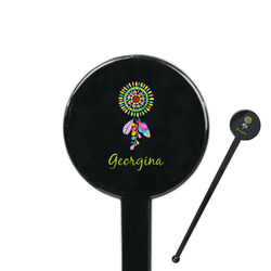 Dreamcatcher 7" Round Plastic Stir Sticks - Black - Double Sided (Personalized)