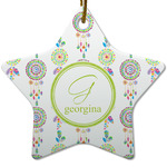 Dreamcatcher Star Ceramic Ornament w/ Name and Initial