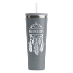 Dreamcatcher RTIC Everyday Tumbler with Straw - 28oz - Grey - Double-Sided (Personalized)