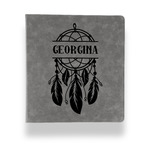 Dreamcatcher Leather Binder - 1" - Grey (Personalized)