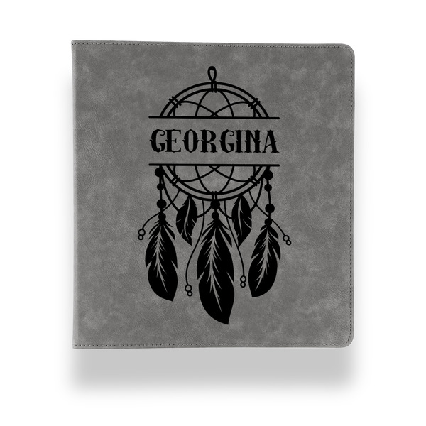 Custom Dreamcatcher Leather Binder - 1" - Grey (Personalized)