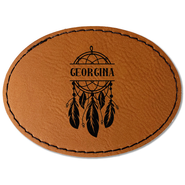 Custom Dreamcatcher Faux Leather Iron On Patch - Oval (Personalized)