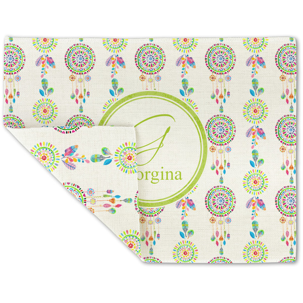 Custom Dreamcatcher Double-Sided Linen Placemat - Single w/ Name and Initial