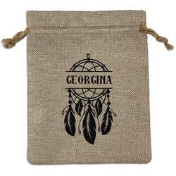 Dreamcatcher Medium Burlap Gift Bag - Front (Personalized)