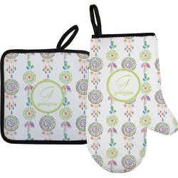 Dreamcatcher Right Oven Mitt & Pot Holder Set w/ Name and Initial