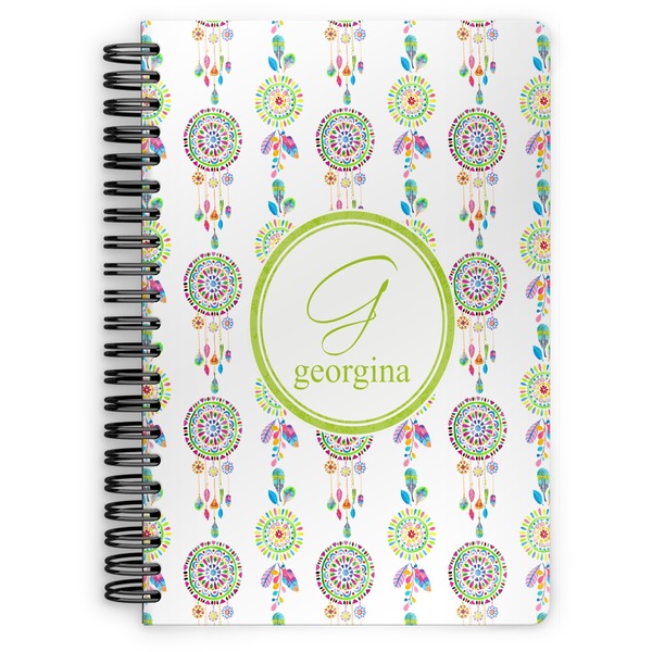 Custom Dreamcatcher Spiral Notebook - 7x10 w/ Name and Initial