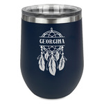 Dreamcatcher Stemless Stainless Steel Wine Tumbler - Navy - Double Sided (Personalized)