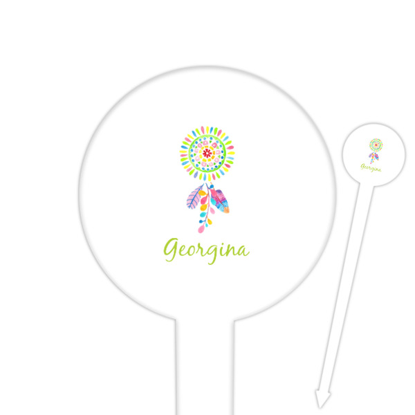 Custom Dreamcatcher 6" Round Plastic Food Picks - White - Double Sided (Personalized)