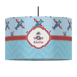 Airplane Theme 12" Drum Pendant Lamp - Fabric (Personalized)