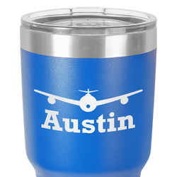 Airplane Theme 30 oz Stainless Steel Tumbler - Royal Blue - Double-Sided (Personalized)