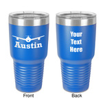 Airplane Theme 30 oz Stainless Steel Tumbler - Royal Blue - Double-Sided (Personalized)