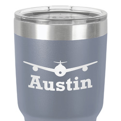 Airplane Theme 30 oz Stainless Steel Tumbler - Grey - Double-Sided (Personalized)