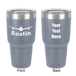 Airplane Theme 30 oz Stainless Steel Tumbler - Grey - Double-Sided (Personalized)