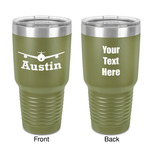 Airplane Theme 30 oz Stainless Steel Tumbler - Olive - Double-Sided (Personalized)