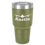 Airplane Theme 30 oz Stainless Steel Tumbler - Olive - Single-Sided (Personalized)