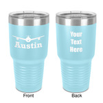 Airplane Theme 30 oz Stainless Steel Tumbler - Teal - Double-Sided (Personalized)