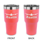 Airplane Theme 30 oz Stainless Steel Tumbler - Coral - Double Sided (Personalized)