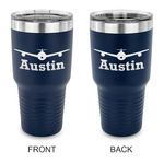 Airplane Theme 30 oz Stainless Steel Tumbler - Navy - Double Sided (Personalized)