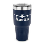 Airplane Theme 30 oz Stainless Steel Tumbler - Navy - Single Sided (Personalized)