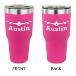 Airplane Theme 30 oz Stainless Steel Tumbler - Pink - Double Sided (Personalized)