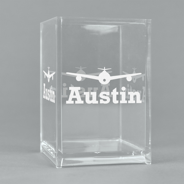 Custom Airplane Theme Acrylic Pen Holder (Personalized)