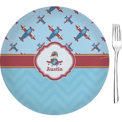 Airplane Theme Glass Appetizer / Dessert Plate 8" (Personalized)