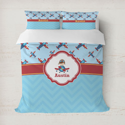 Airplane Theme Duvet Cover Set - Full / Queen (Personalized)