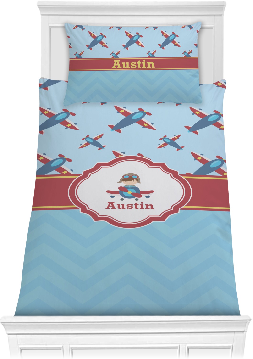 Airplane Theme Comforter Set - Twin (Personalized) - YouCustomizeIt