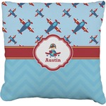 Airplane Theme Faux-Linen Throw Pillow 20" (Personalized)