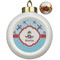 Airplane Theme Ceramic Christmas Ornament - Poinsettias (Front View)