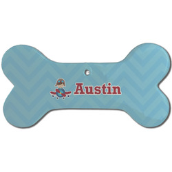 Airplane Theme Ceramic Dog Ornament - Front w/ Name or Text