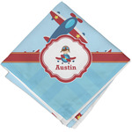 Airplane Theme Cloth Cocktail Napkin - Single w/ Name or Text