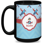 Airplane Theme 15 Oz Coffee Mug - Black (Personalized)