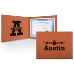 Airplane Theme Leatherette Certificate Holder (Personalized)