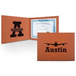 Airplane Theme Leatherette Certificate Holder - Front and Inside (Personalized)