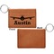 Airplane Theme Cognac Leatherette Keychain ID Holders - Front Apvl