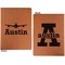 Airplane Theme Cognac Leatherette Portfolios with Notepad - Large - Double Sided - Apvl