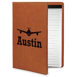 Airplane Theme Leatherette Portfolio with Notepad - Small - Double Sided (Personalized)