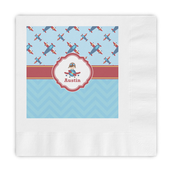 Custom Airplane Theme Embossed Decorative Napkins (Personalized)