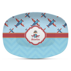 Airplane Theme Plastic Platter - Microwave & Oven Safe Composite Polymer (Personalized)