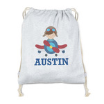 Airplane Theme Drawstring Backpack - Sweatshirt Fleece (Personalized)