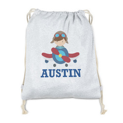Airplane Theme Drawstring Backpack - Sweatshirt Fleece (Personalized)