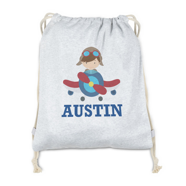 Custom Airplane Theme Drawstring Backpack - Sweatshirt Fleece - Single Sided (Personalized)