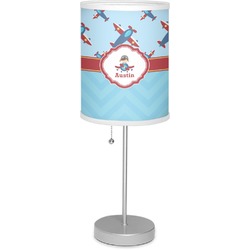 Airplane Theme 7" Drum Lamp with Shade Linen (Personalized)