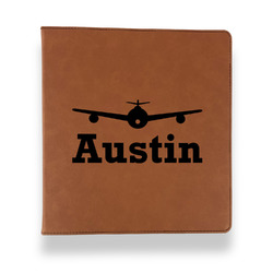 Airplane Theme Leather Binder - 1" - Rawhide (Personalized)