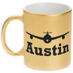 Airplane Theme Metallic Gold Mug (Personalized)