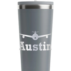 Airplane Theme RTIC Everyday Tumbler with Straw - 28oz - Grey - Double-Sided (Personalized)